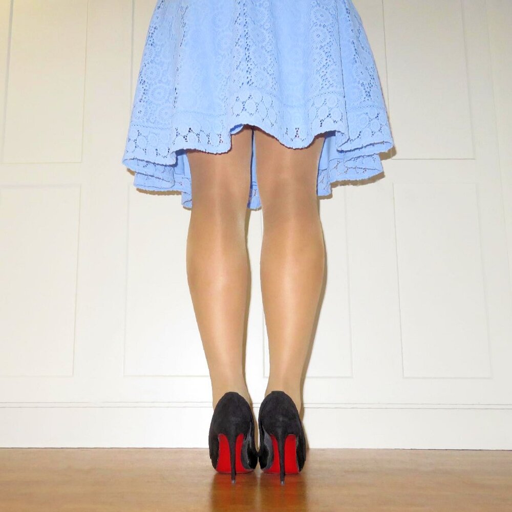 Kris & Jessy Black Suede Leather & Mesh High Heel Stiletto Pumps US 8.5 - Picture 3 of 14